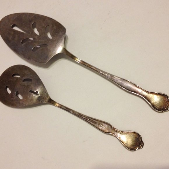 Nasco Norma Pattern Flatware Bon Bon Spoon Pie Cake Server 2 Pieces Stainless - Picture 8 of 9